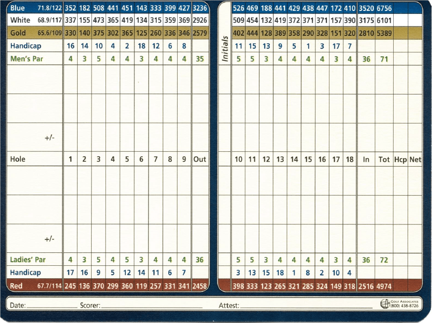 Scorecard - Chippewa Golf Club