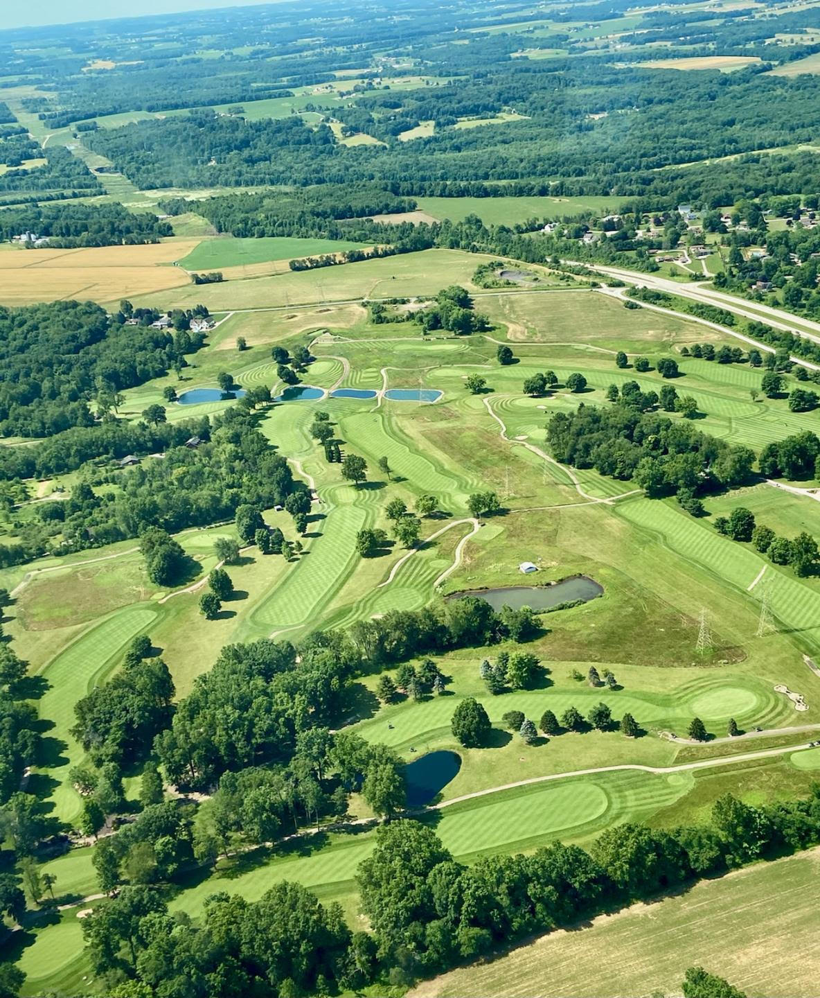 flyover of golf course